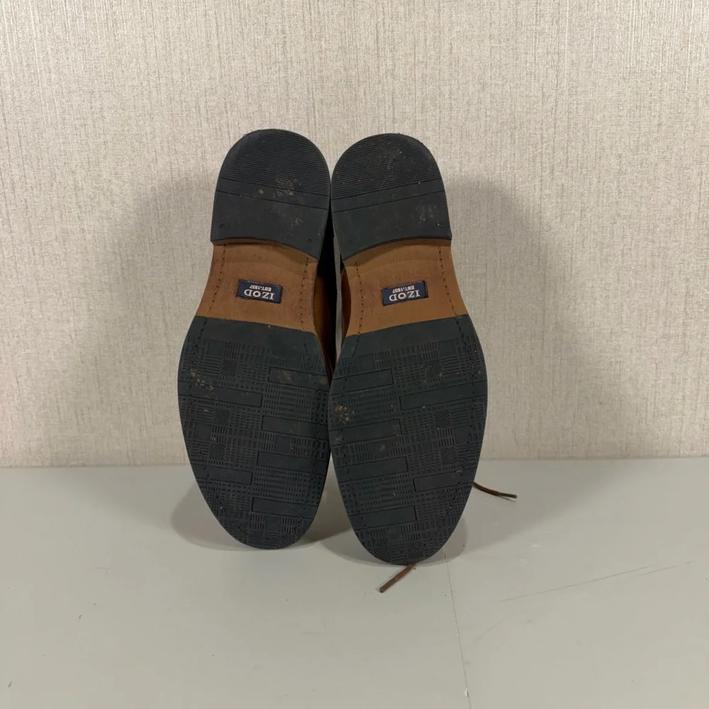 Izod kasson mens‎ Oxford dress casual shoe size 9M dark tan and navy blue